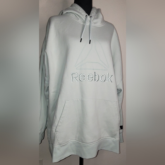 Reebok Tops - Reebok Women's Plus Large Logo Hoodie with Pocket in "surf spray green" Sz 3XL